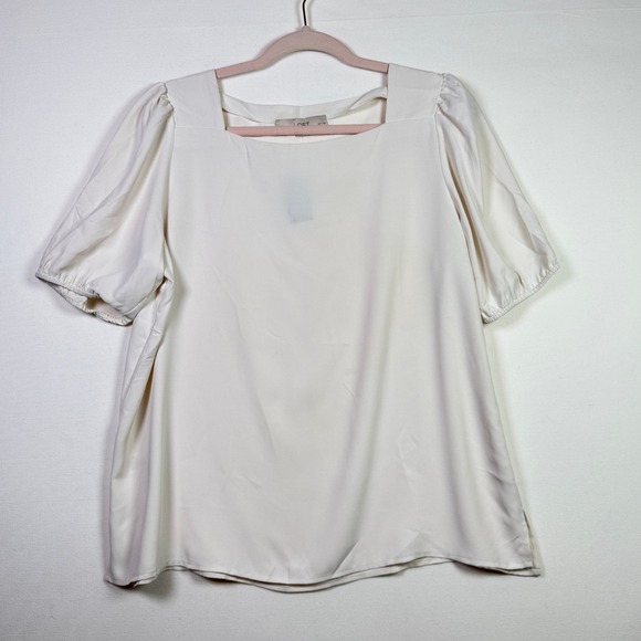 LOFT Tops - LOFT Ivory Square Neck Puff‎ Sleeve Blouse LP
